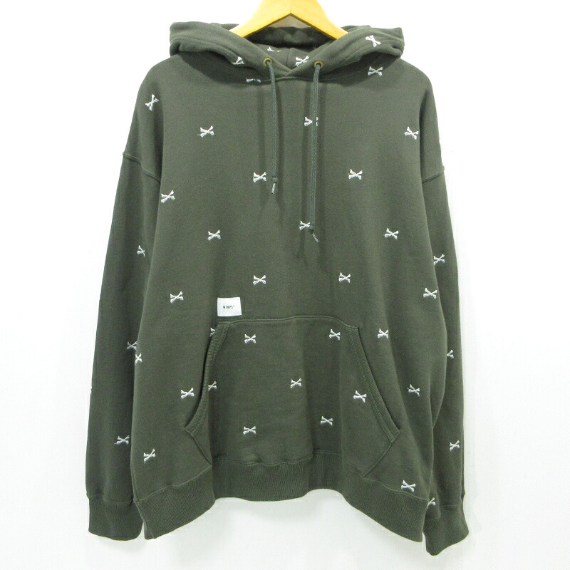 【中古】W)TAPS | ダブルタップス ACNE HOODY CTPL TEXITL クロスボーンパーカー 222ATDT-CSM26 カーキ サイズ：4【三重本店】