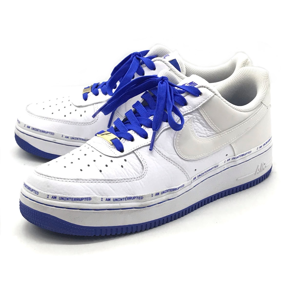 【中古】NIKE | ナイキ ×Uninterrupted (アンインターラプティド) 19AW AIR FORCE 1 \u0027White/Lapis Blue\u0027 スニーカー CQ0494-100 白いこと 28糎【倉吉店】