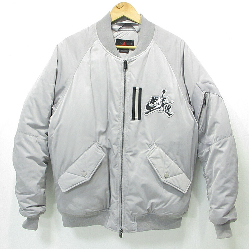 【中古】JORDAN | ジョーダン MA-1 ロゴワッペンフライトジャケット 裏ボア中綿上衣 ミリタリー上衣 AV2598-059 薄墨色 大いさ：M【三重中央局】