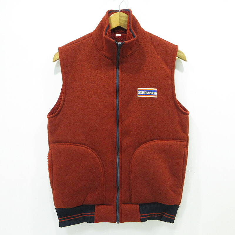 【中古】WARE HOUSE | ウエアハウス CLASSIC PILE VEST クラシックパイルベスト 裏ボアフリースベスト LOT. 2136 レッド(BRICK) ブラウン系 テラコッタ サイズ：S【三重本店】