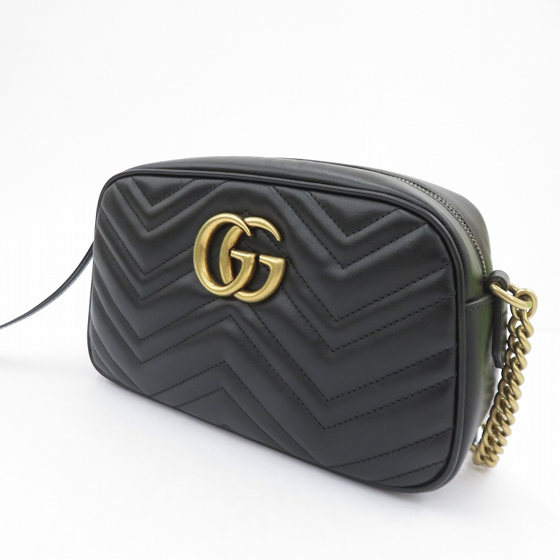 【中古】GUCCI | グッチ GGマーモント スモール カメラ バッグ ショルダーバッグ 447632-493075 ブラック【瀬戸大橋店】