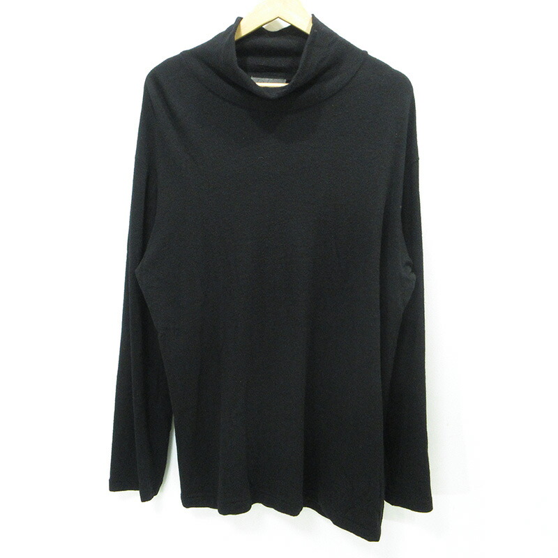 【中古】Yohji Yamamoto POUR HOMME | ヨウジヤマモトプールオム SUPER 120 WOOL SINGLE JERSEY TURTLE NECK LS TEE スーパー120ウールシングルジャージタートルネック長袖Tシャツ セーター ニット HJ-T05-170 ブラック サイズ：2【三重本店】