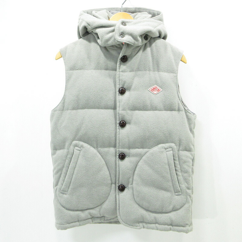 【中古】Danton | ダントン × BEAMS ビームス別注 ウールモッサダウンベスト 襟2WAY ロゴタイプ紋章 JD-8852(17A-FA-002) 薄墨色 大きさ：42【三重中央局】