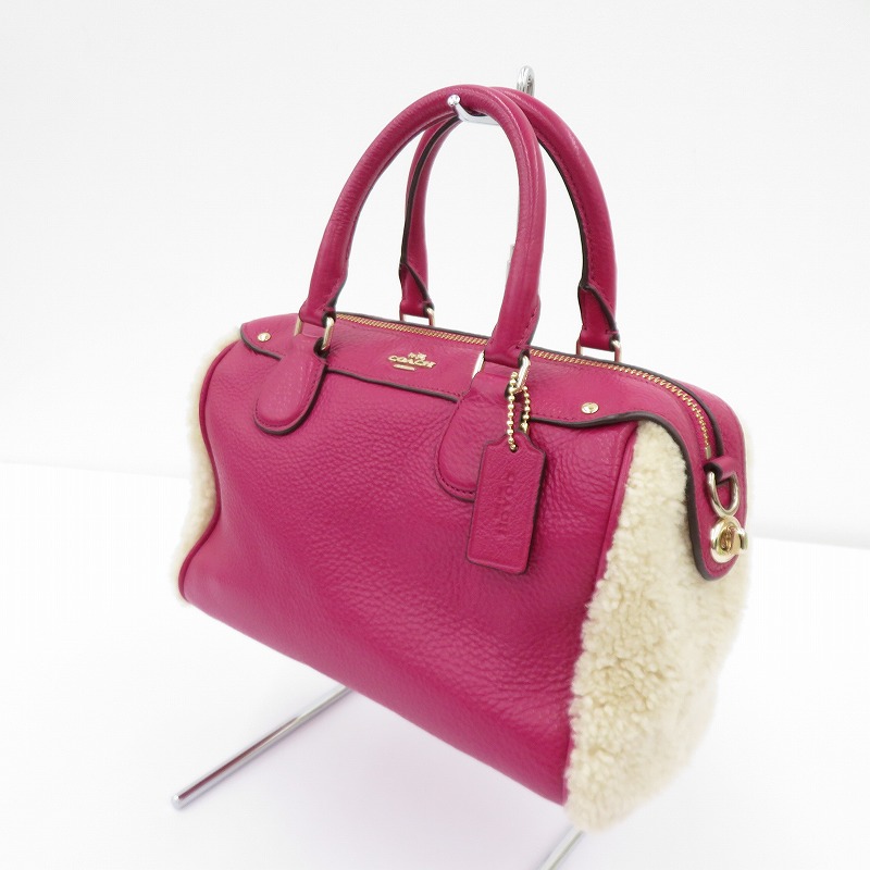 【中古】COACH | コーチ シアリング ベネット ミニサッチェル ショルダーバッグ G1593-F36689 ピンク【瀬戸大橋店】