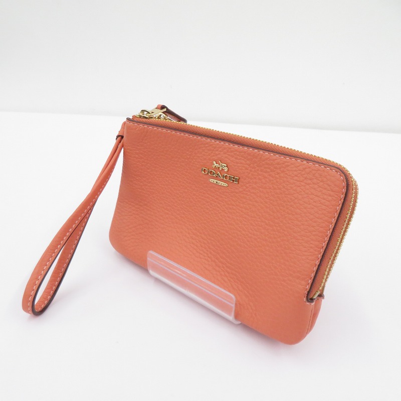 【中古】COACH | コーチ ダブルコーナージップ リストレットポーチ L2211-6649 ピンク【瀬戸大橋店】