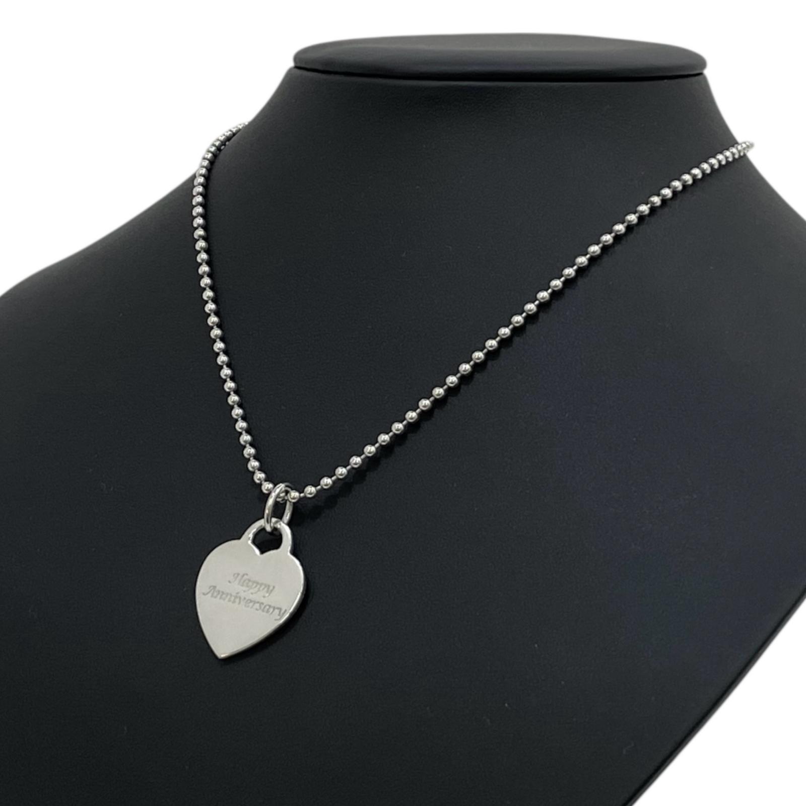 【中古】Tiffany&co | ティファニー ハート プレート Happy Anniversary ペンダント ネックレス シルバー【尾張小牧店】