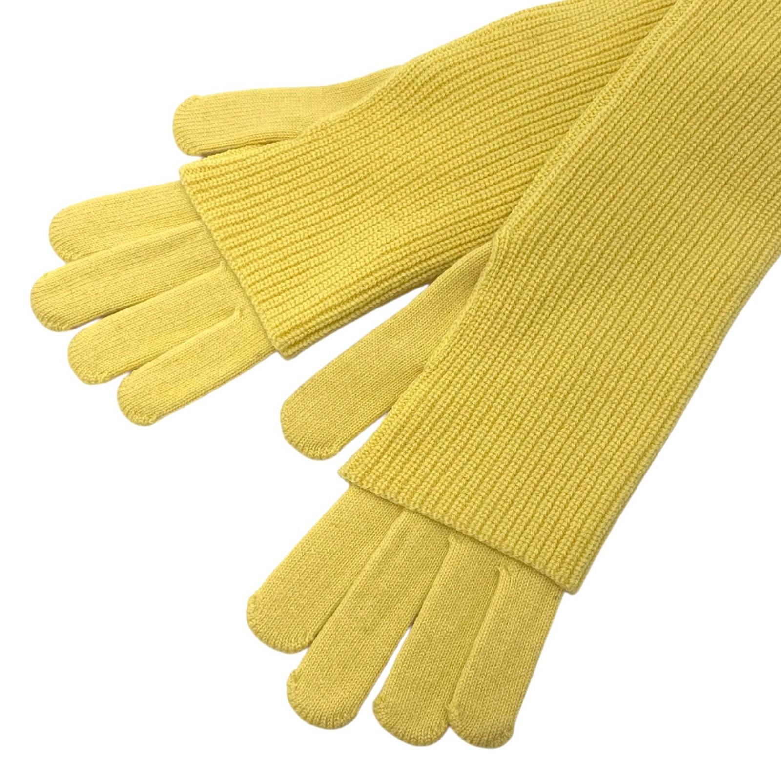 【中古】Graphpaper | グラフ記録調査報告 Mercerized Fine Wool Knit Layered Gloves グローブ アームウォーマー GL253-90467 黄色【尾張小牧店】【専】