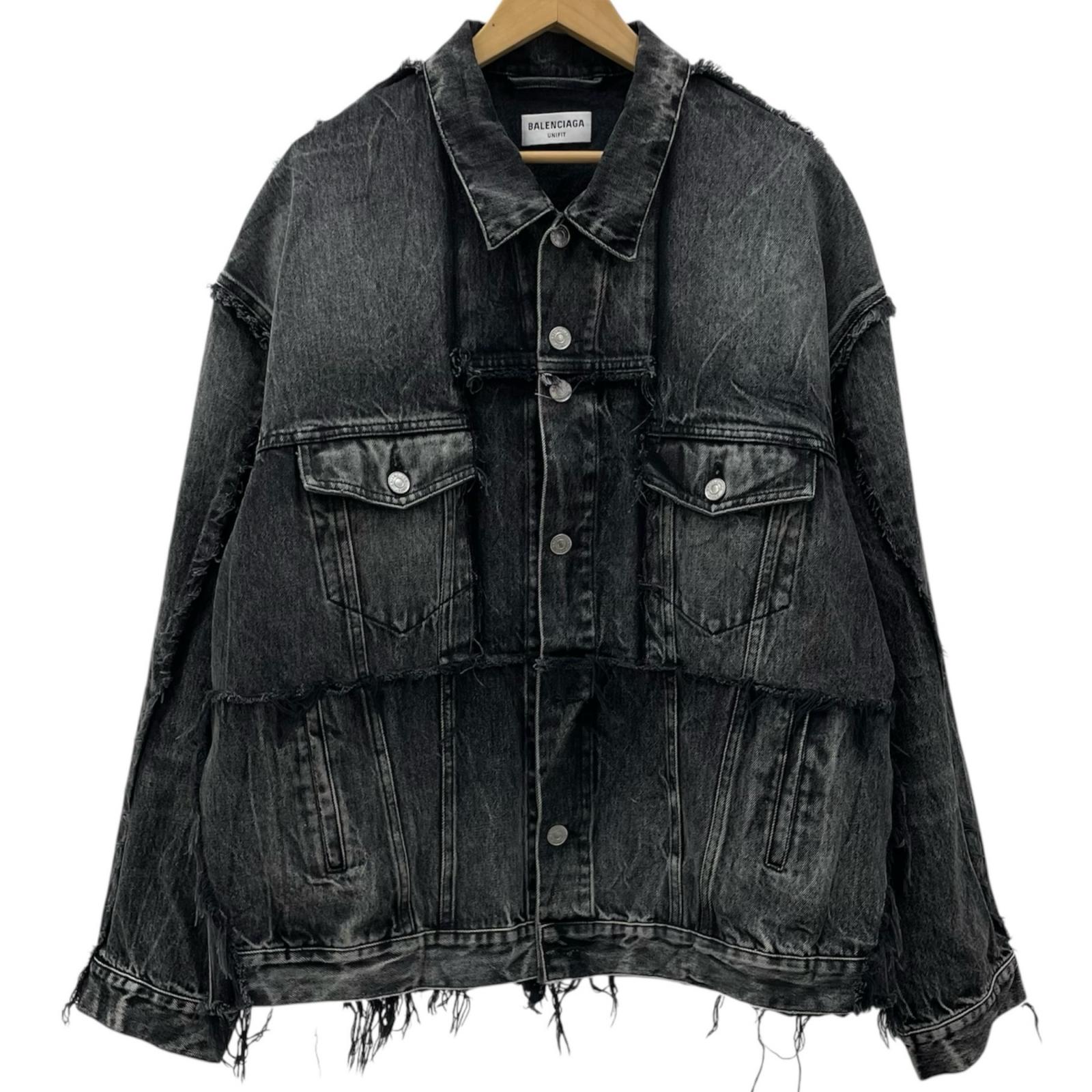 【中古】BALENCIAGA | バレンシアガ 23SS Oversized Cut-up Denim Jacket デニムジャケット ブラック サイズ:L【尾張小牧店】|お宝市番館