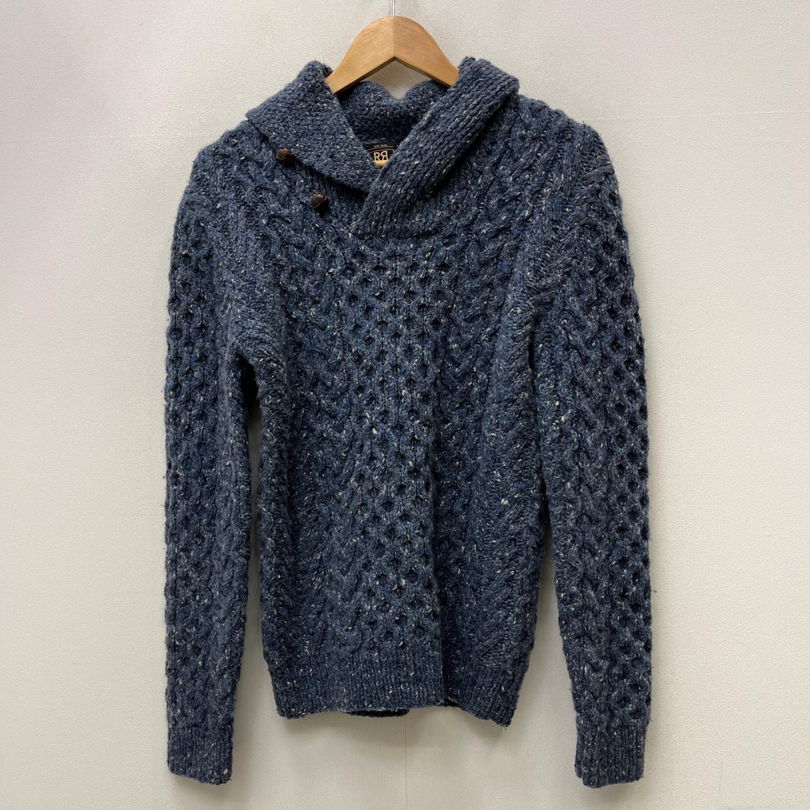 【中古】RRL(RALPH LAUREN) | ダブルアールエルラルフローレン 御手々編み物 shawl collar sweater 編み物 青み 大きさ：XS【加古川店】