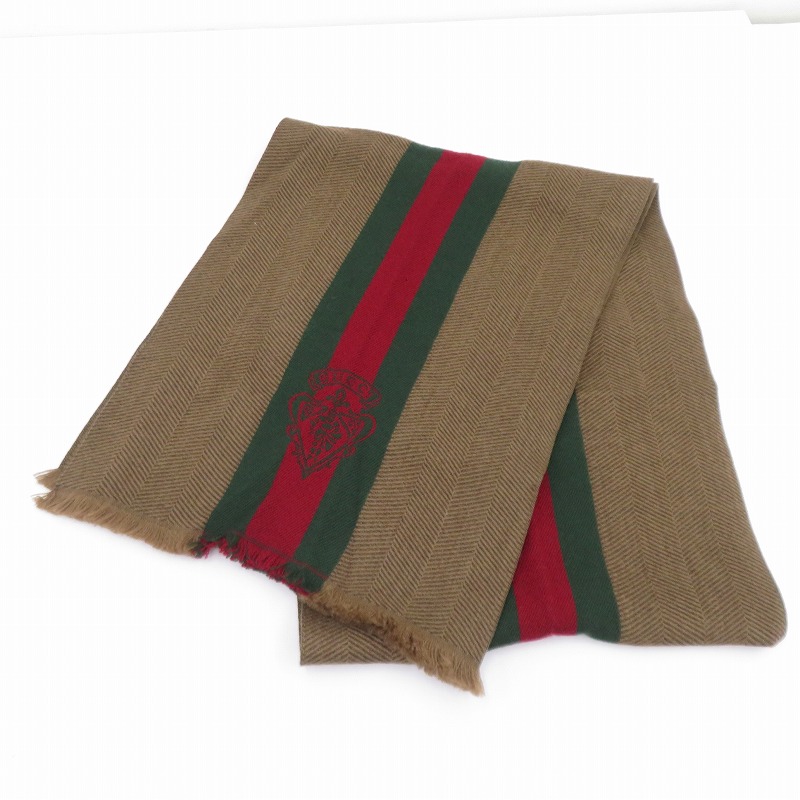 【中古】GUCCI | グッチ クレストロゴ 杉綾模様 えり巻き 赤銅色【瀬戸大橋店】