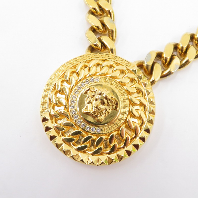 【中古】VERSACE | ヴェルサーチ メデューサ メダリオン 首飾り DG17561 ゴールド【瀬戸大橋店】