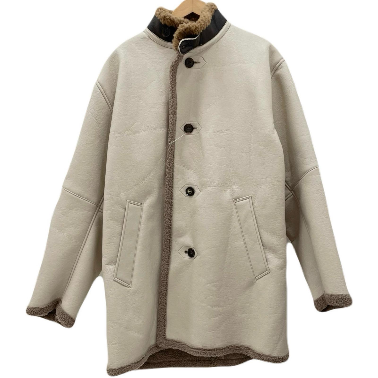 【中古】ESSAY | エッセイ Standneck Mouton Coat シンセティックレザー ムートンコート ES19C-01 ベージュ サイズ:3【尾張小牧店】【専】|お宝市番館