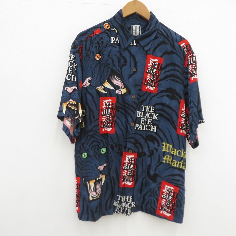 【中古】WACKOMARIA | ワコマリア × BLACKEYEPATCH HAWAIIAN SHIRT S/S 半袖シャツ 22SS WM-HI01 ネイビー サイズ：XL【瀬戸大橋店】