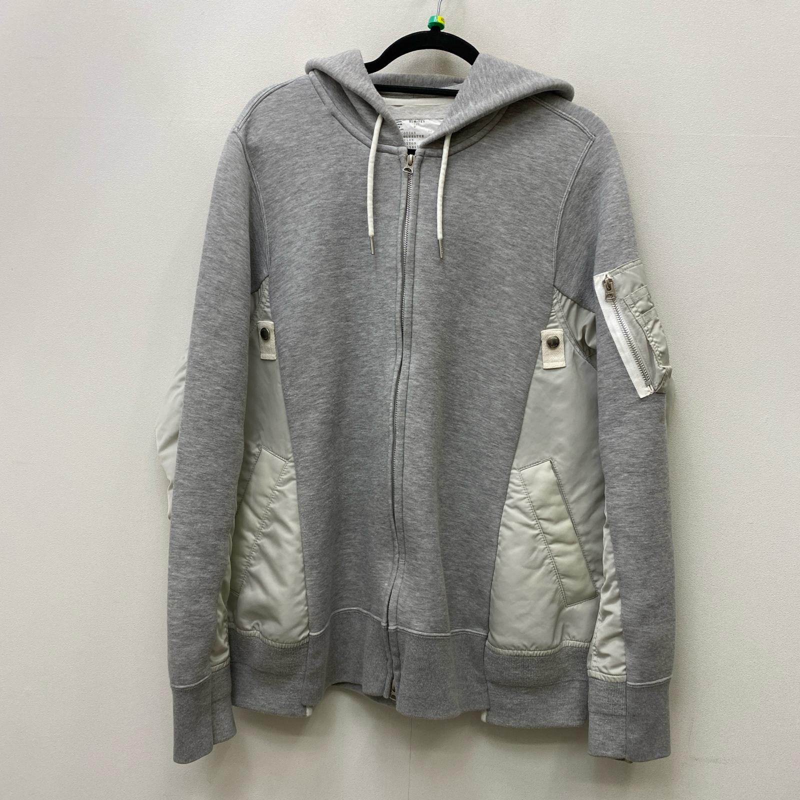 【中古】Sacai | サカイ Nylon Twill Hoodie  Sponge Sweat パーカー SCM-056 薄墨色 大きさ：3【加古川店】