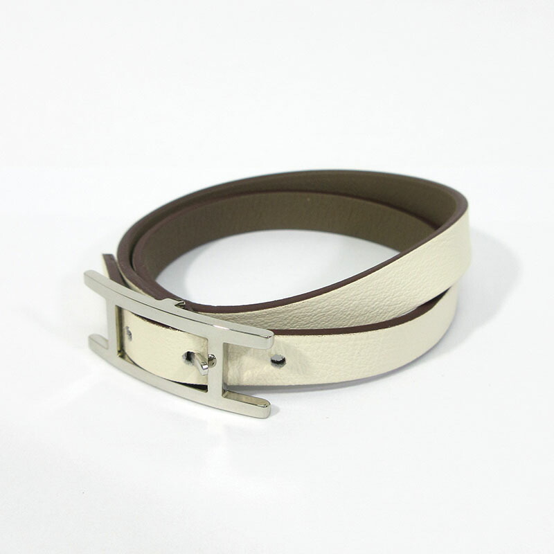 【中古】HERMES | エルメス H064647C ビーアピ ドゥブルトゥール レザーブレスレット ホワイト系×ブラウン系【三重本店】|お宝市番館