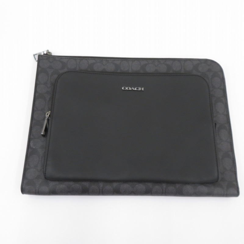 【中古】COACH | コーチ シグネチャー クラッチバッグ F2444-CW363 ブラック【瀬戸大橋店】