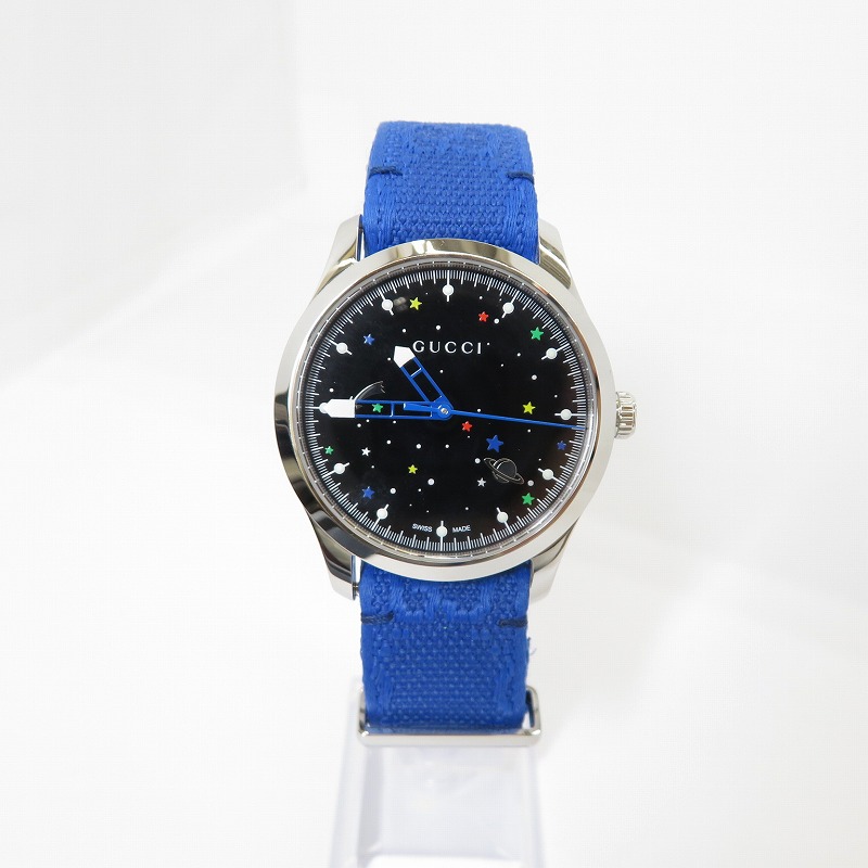 【中古】GUCCI | グッチ Gﾀｲﾑﾚｽ 腕時計 アナログクオーツ YA1264183 ブルー【瀬戸大橋店】｜お宝市番館