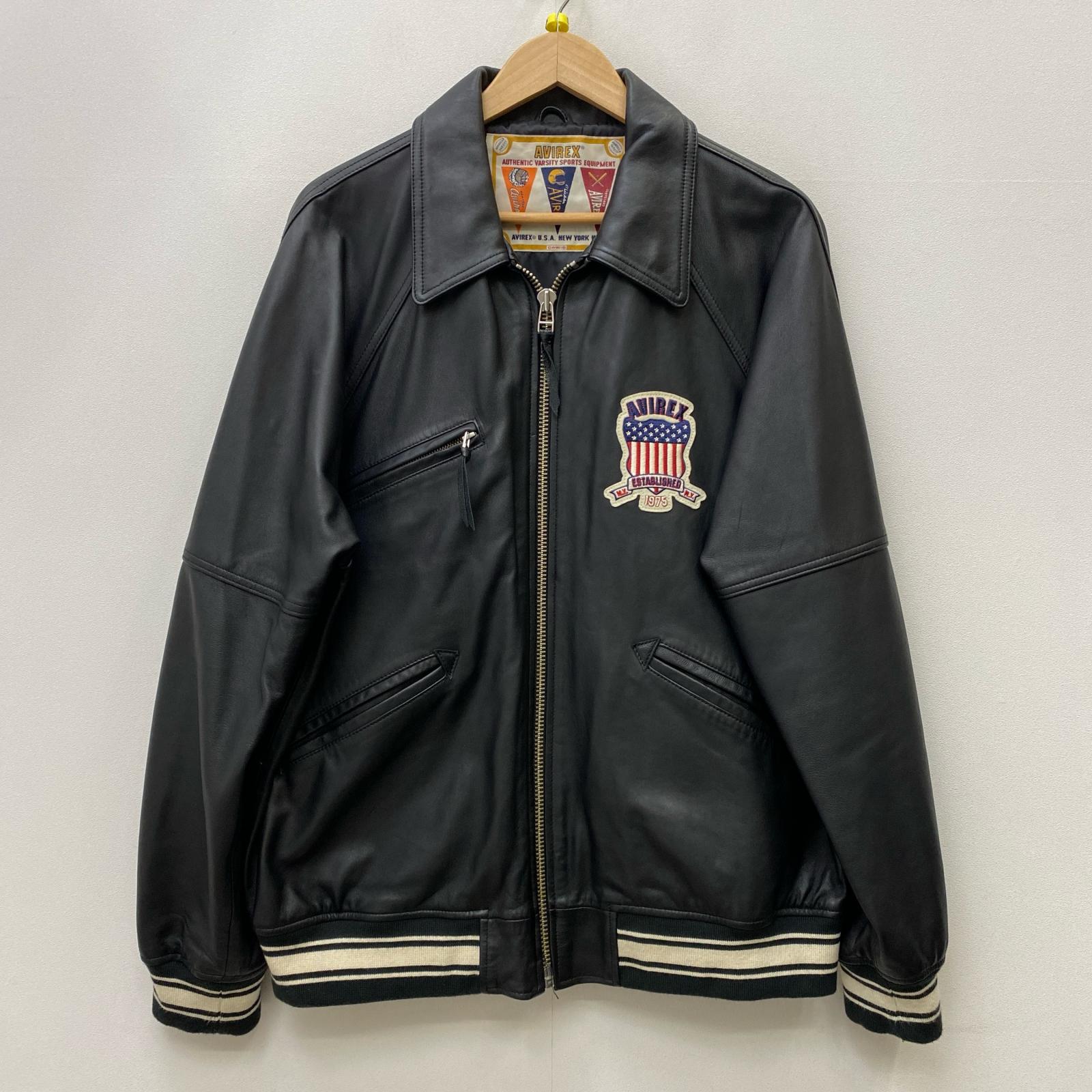 【中古】AVIREX | アヴィレックス LIGHT SIGNATURE VARSITY JACKET なめし革 783-4950016 黒いこと 大きさ：XXL【加古川店】