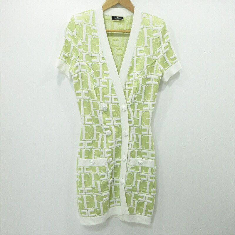【中古】ELISABETTA FRANCHI | エリザベッタフランキ 総柄衣裳 AM86Q42E2 緑であること 大いさ：40【三重中央局】