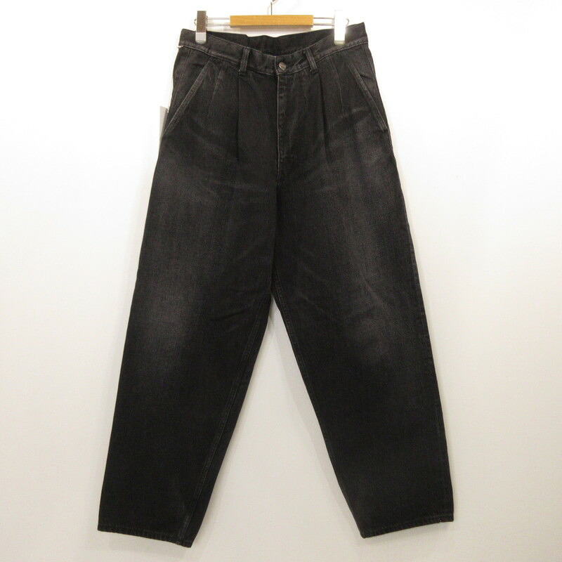 【中古】Graphpaper | グラフペーパー Selvage Denim Two Tuck Tapered Pants デニムパンツ GU251-40187DB ブラック サイズ：1【姫路東店】