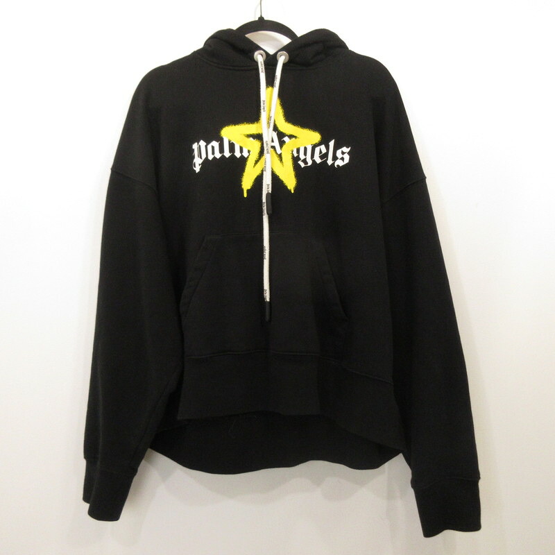 【中古】Palm Angels | パームエンジェルス STAR SPRAYED HOODIE パーカー PMBB058C99FLE007 国内正規品 ブラック サイズ：S【姫路東店】｜お宝市番館