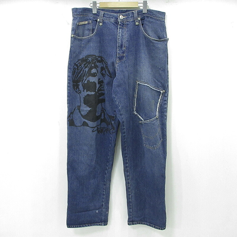 【中古】 MAKAVELI | マキャヴェリ(マキャベリ) 2PAC トゥパック(ツーパック) ペイントジップフライデニムパンツ ブルー サイズ：40【三重本店】｜お宝市番館 7,056円