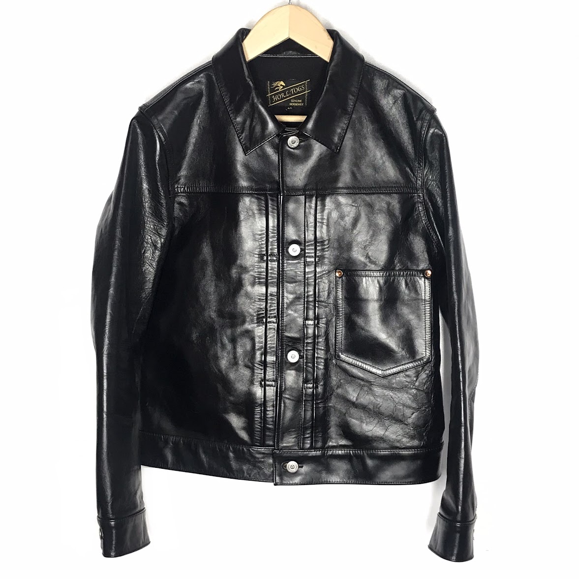 【中古】 HOR.L.TOGS 1st モデル 馬革 レザージャケット レザー ブラック サイズ：42【倉吉店】