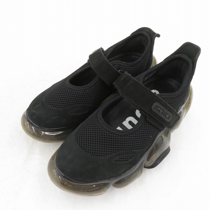 【中古】 grounds スニーカー サイズ:24.0cm ブラック【瀬戸大橋店】