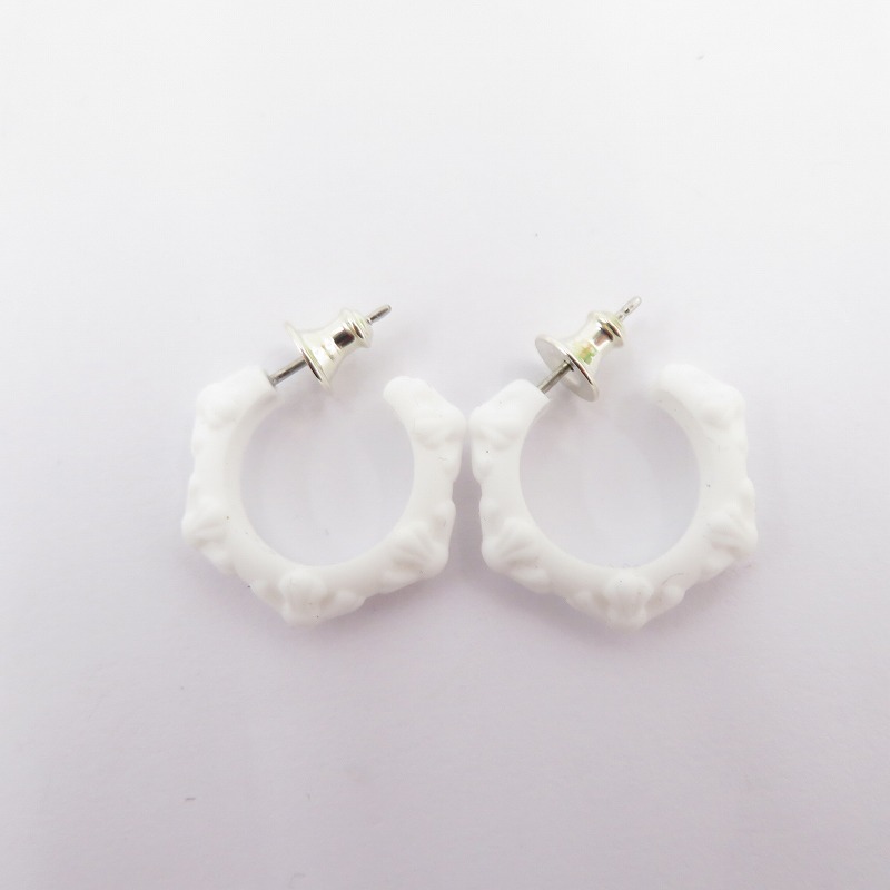 【中古】CHROME HEARTS | クロムハーツ RUBBER HOOP CROSS ピアス ホワイト【瀬戸大橋店】