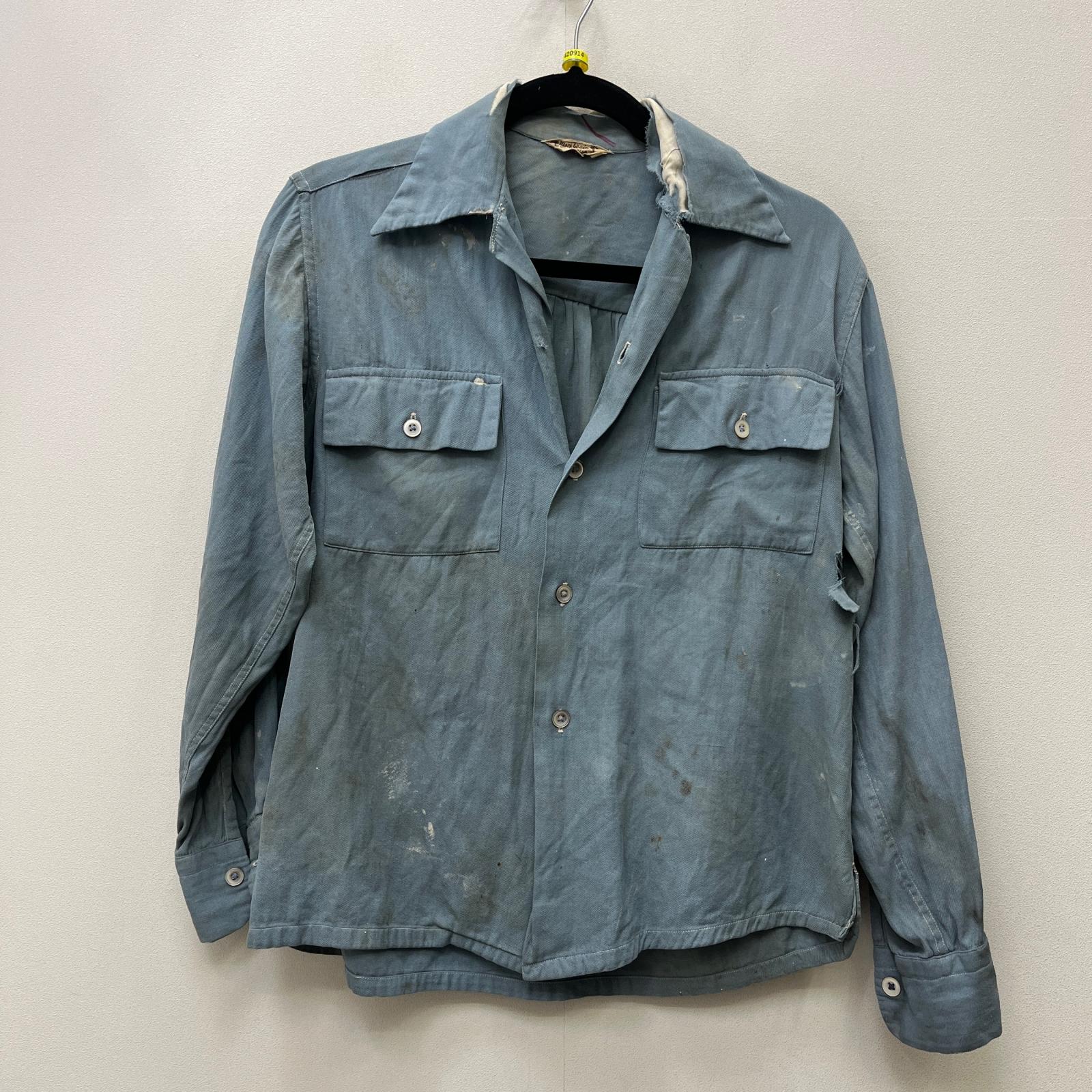 【中古】VINTAGEお召しもの | ヴィンテージイリョウ rayon shirt  ロング尖んがり、マチ付き添い人、外殻名取り草 長袖プルオーバー 点火装置青色【加古川店】