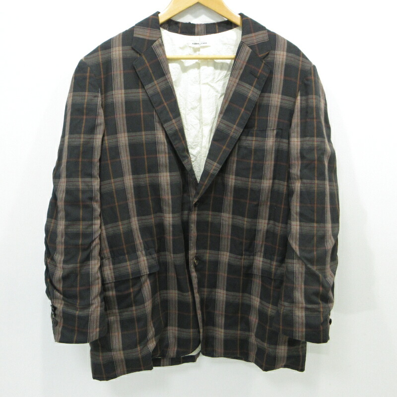 【中古】 PLAID NOTCHED LAPEL SINGLE JACKET 読み合わせる柄 上衣 FU-V-JK001 黒いこと×赤銅色 大いさ：36【三重中央局】