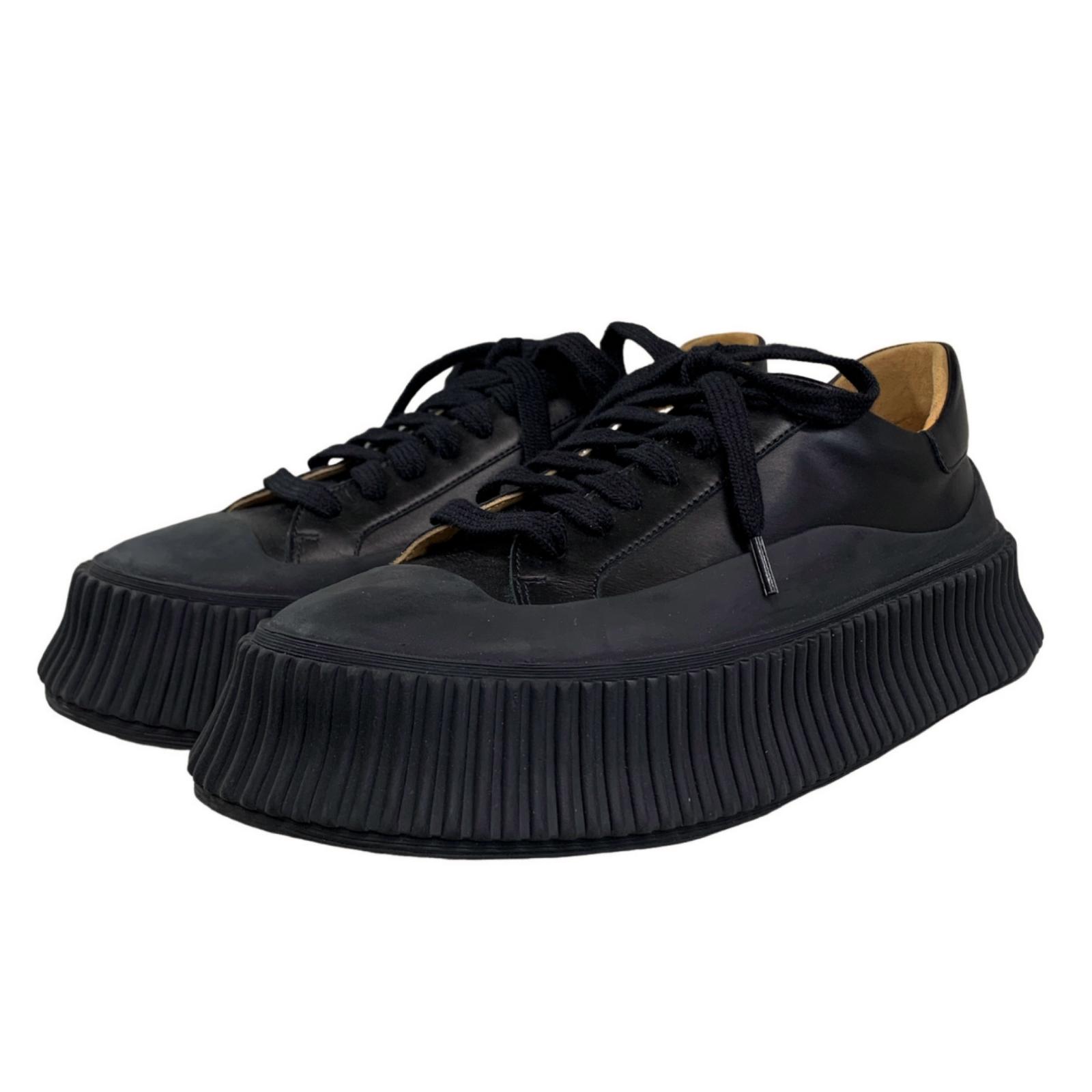 【中古】JIL SANDER | ジルサンダー レザープラットフォームスニーカー スニーカー 黒いこと 23珊【瀬戸大橋店】