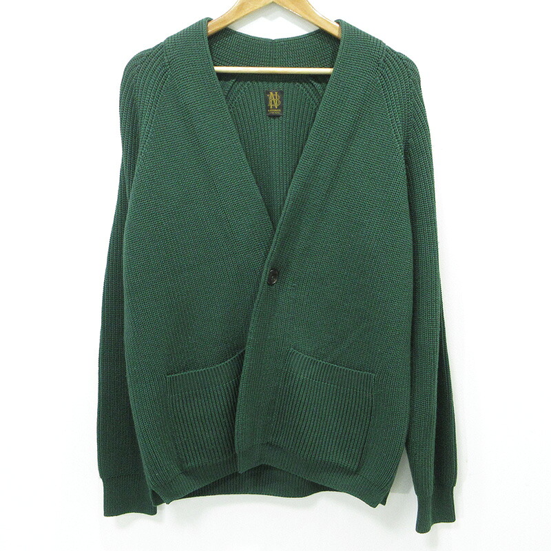 【中古】BATONER | バトナー Vネックウールカーディガン BN-21FM-027 緑であること 大きさ：2【三重中央局】