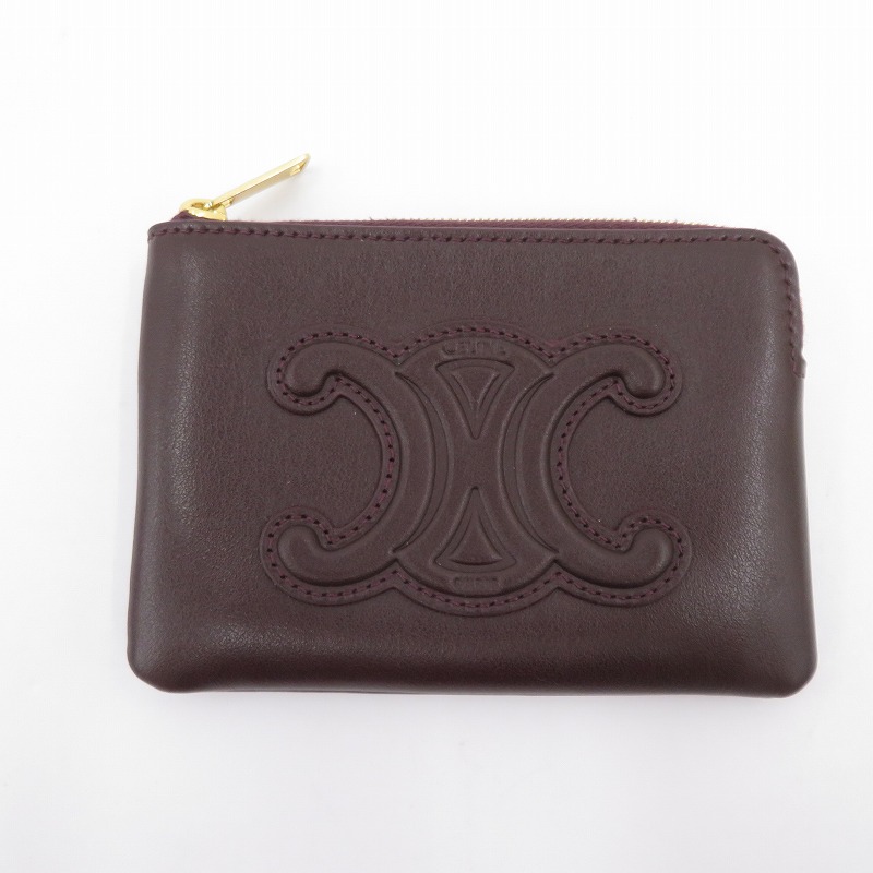 【中古】CELINE | セリーヌ 鋳貨金入れ キュイル トリオンフ コインケース 10C663DR8.28DG ボルドーワイン/バーガンディー【瀬戸大橋店】