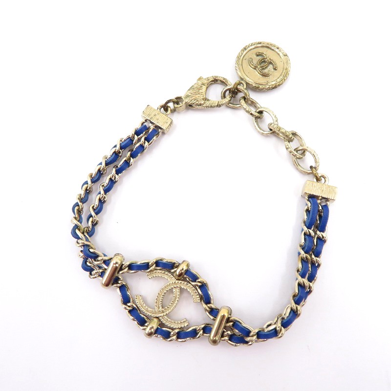 【中古】CHANEL | シャネル ココマーク チェーン店 腕輪  A96927 青色【瀬戸大橋店】