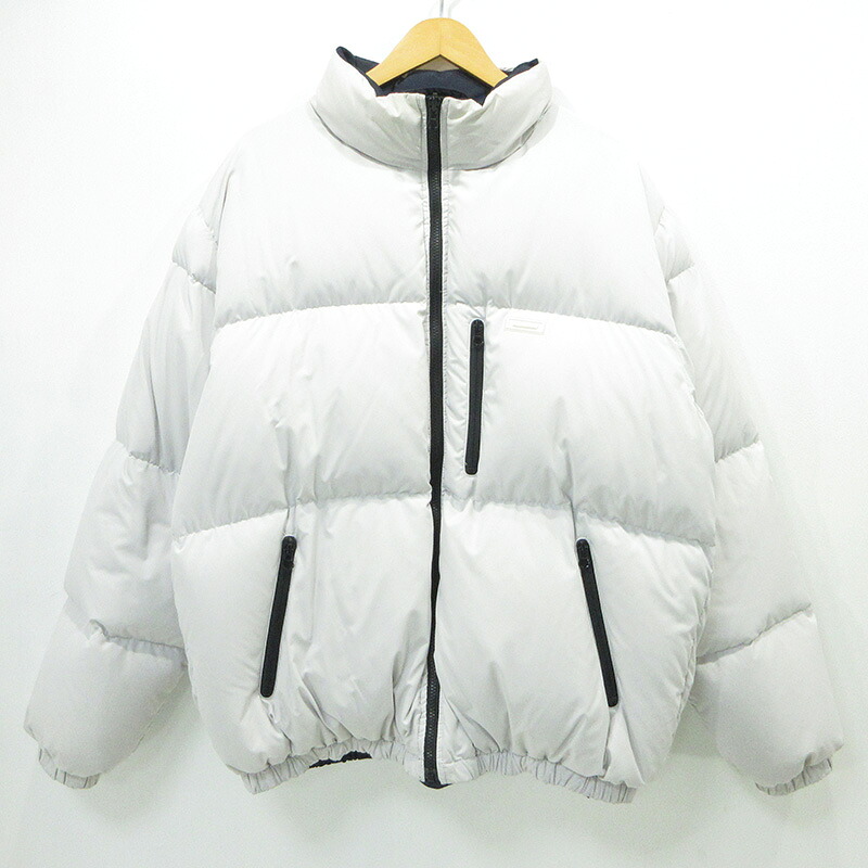 【中古】X-LARGE | エクストララージ ロゴタイプ刺しゅうリバーシブルダウンジャケット 101224021011 点火装置薄墨色×米国海軍 大きさ：L【三重中央局】