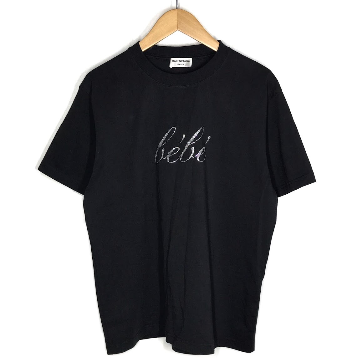 【中古】BALENCIAGA | バレンシアガ フロントライトストーン 半袖Ｔシャツ 670943 ブラック サイズ：L【倉吉店】