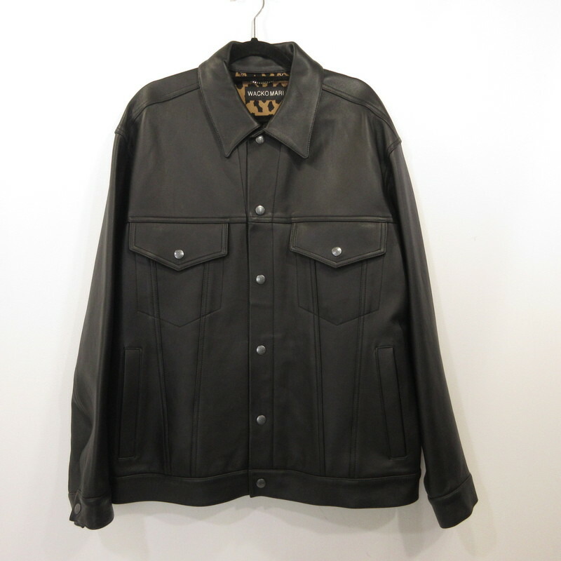 【中古】WACKOMARIA | ワコマリア Leather Trucker Jacket レザー 25FWE-WMO-BL02 ブラック サイズ：L【姫路東店】
