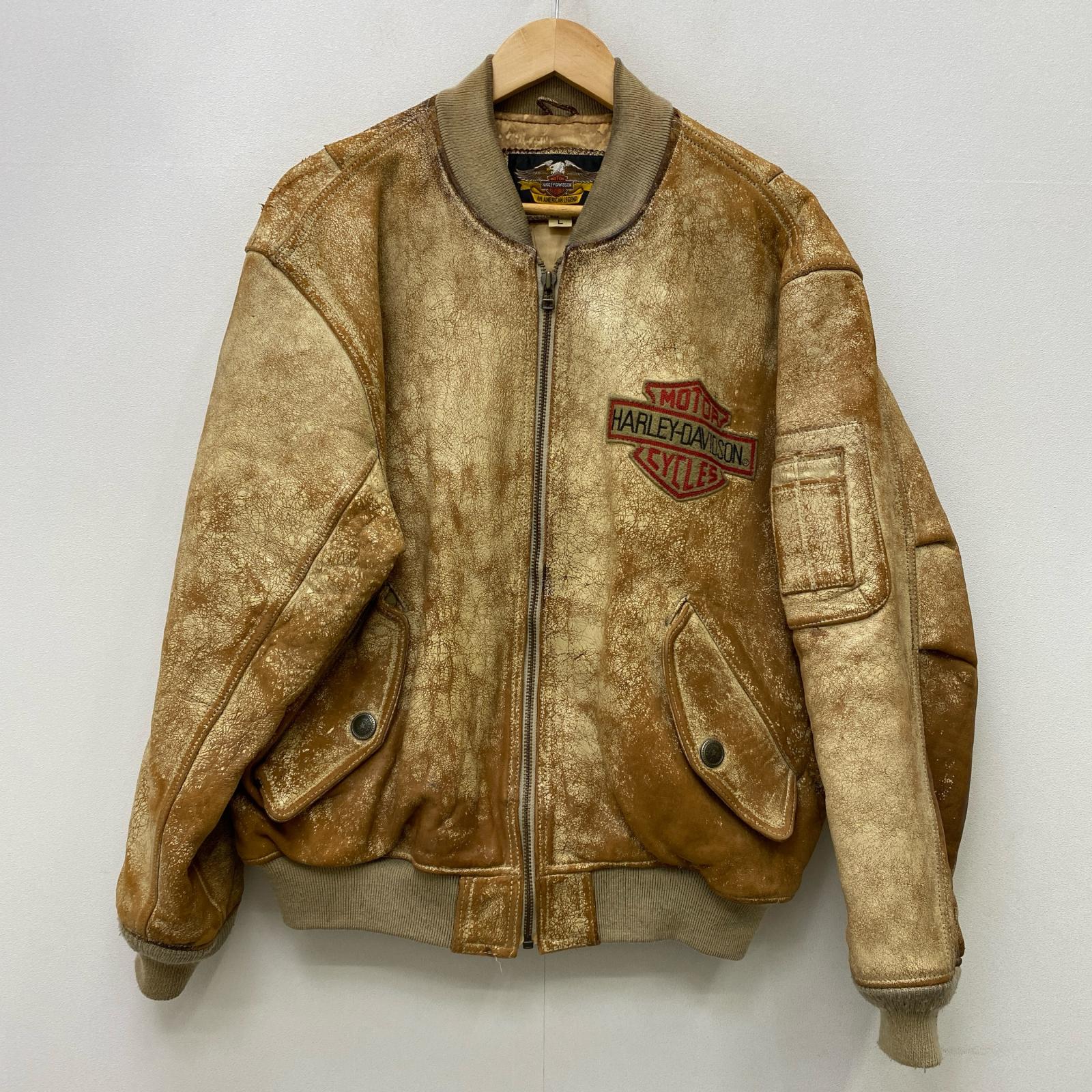 【中古】HARLEY-DAVIDSON | ハーレーダビットソン MA-1 TYPE 韓国製 レザー 40027 ブラウン サイズ：L【加古川店】