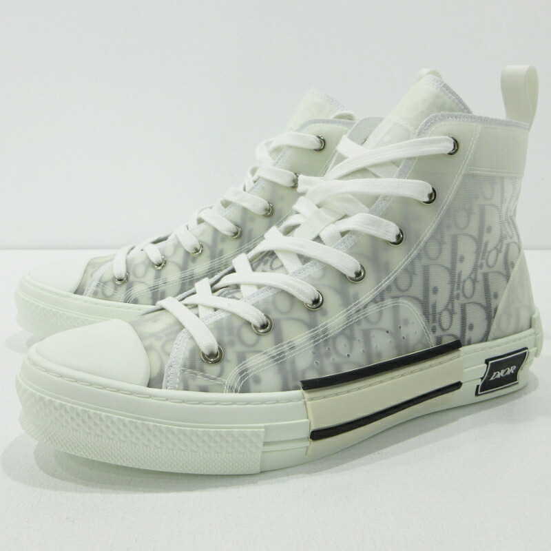 【中古】Christian Dior | クリスチャンディオール B23 ハイトップ オブリーグキャンバス スニーカー 3SH118YTE ホワイト サイズ：42(約26.5cm)【三重本店】 45,370円