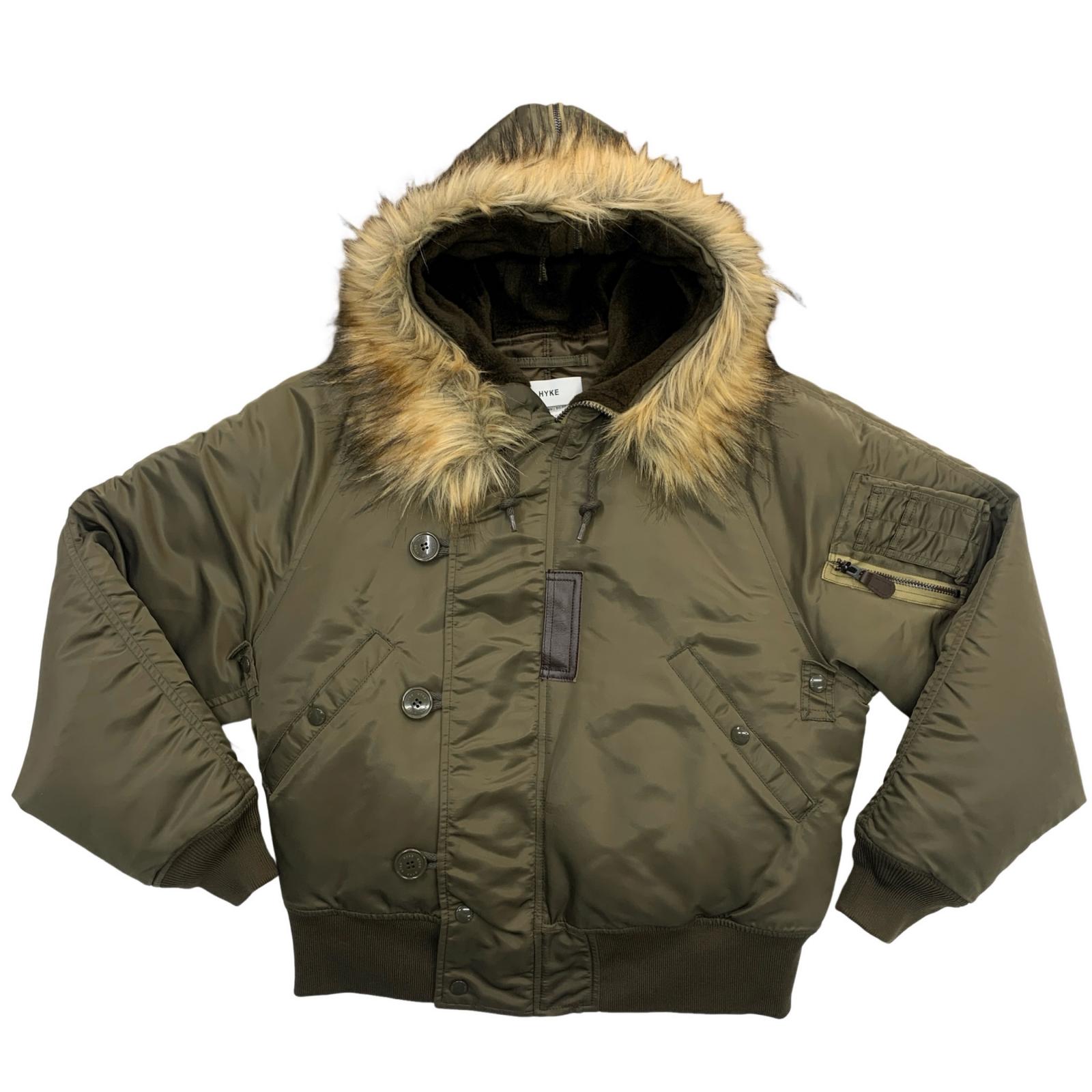 【中古】HYKE | 山歩き N-2B ミリタリー上衣 オリーブ 大いさ：1【瀬戸大橋店】 コート・ジャケット-レディースファッション
