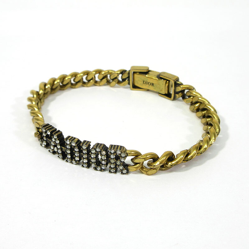 【中古】Christian Dior | クリスチャンディオール J'ADIOR ブレスレット / ジャディオール ロゴ ラインストーン カラー：ゴールド系【三重本店】｜お宝市番館
