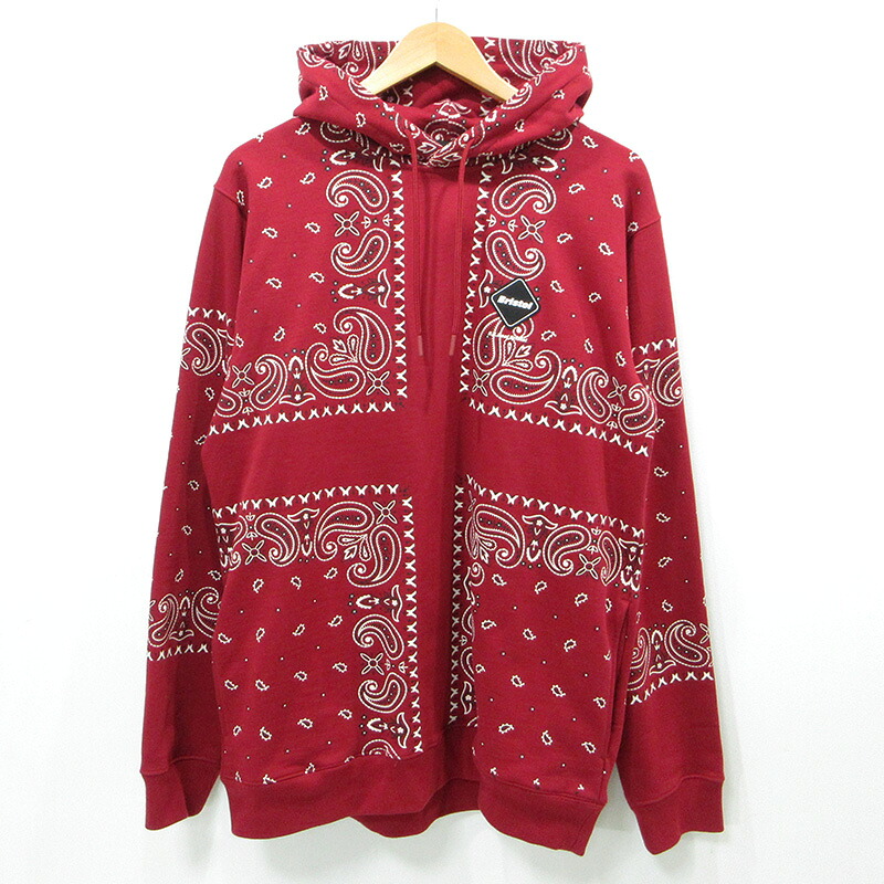【中古】FCRB | エフシーアールビー BANDANA SWEAT HOODIE バンダナスウェットフーディ 総柄長袖パーカー FCRB-260041 赤いこと 大いさ：XXL【三重中央局】