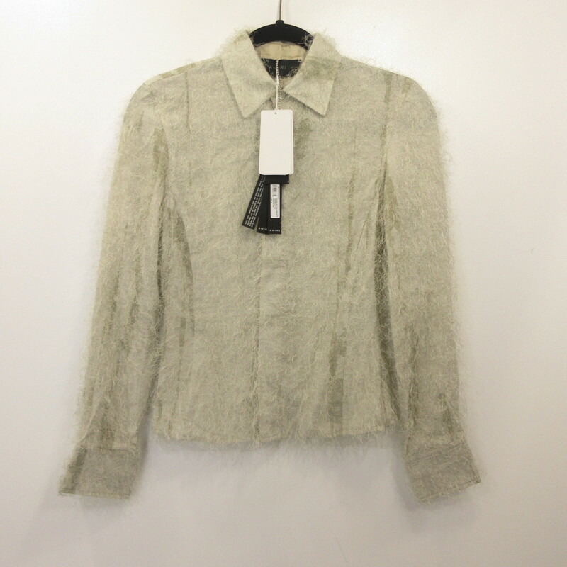 【中古】AMIRI | アミリ EYELASH BUTTON DOWN SHIRT 長袖シャツ AW23WSL072 国内正規品 グレー サイズ：36【姫路東店】 26,100円
