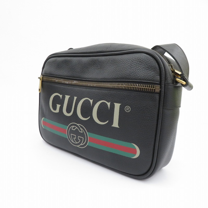 【中古】GUCCI | グッチ ロゴタイプ刷り上げる 伝達人 ショルダーバッグ 黒いこと【瀬戸大橋店】