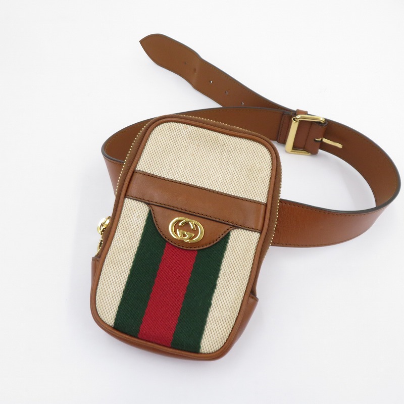 【中古】GUCCI | グッチ ベルトバッグ　シェリーライン スマホ・携帯ケース 581519・203887 ベージュ【瀬戸大橋店】