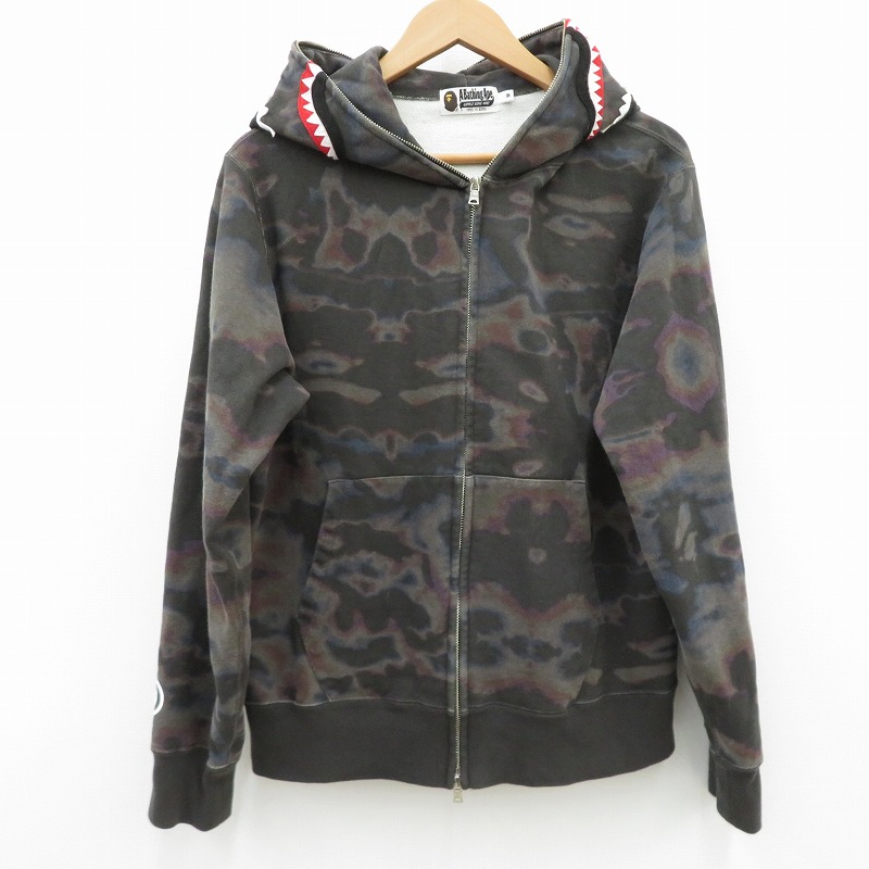 【中古】A BATHING APE | アベイシングエイプ THERMOGRAPHY SHARK FULL ZIP パーカー 薄墨色 大いさ：M【瀬戸大橋店】