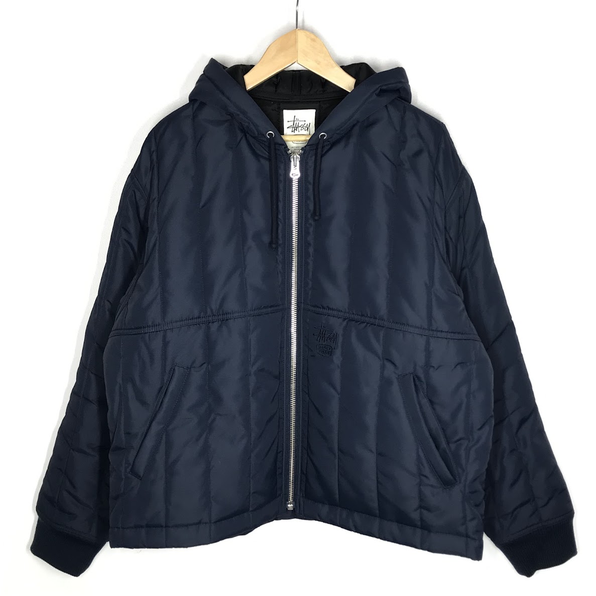 【中古】STUSSY | ステューシー Quilted Nylon Work キルテッドナイロンワークジャケット 中綿ジャケット 115858 ネイビー サイズ：L【倉吉店】