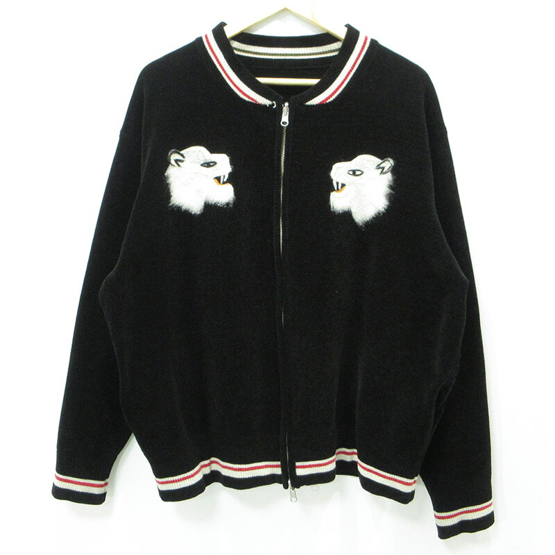 【中古】DAIRIKU | ダイリク Needle Punch Rversible Ska Knit ニードルパンチリバーシブルスカニット シロクマ刺繍ニットスーベニアジャケット 24AW K-2 ブラック サイズ:M【三重本店】|お宝市番館