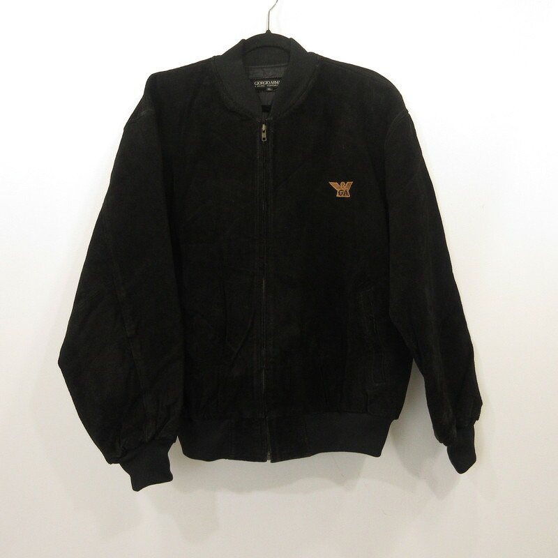 【中古】GIORGIO ARMANI | ジョルジオアルマーニ LEATHER STADIUM JACKET レザー ブラック サイズ：XL【姫路東店】